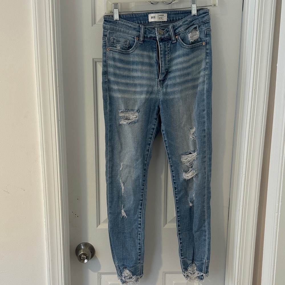 BKE Parker Light Blue Distressed Skinny Jeans